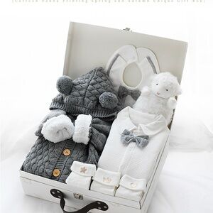 Gray and White Baby Gift Set 100% Pure Cotton
